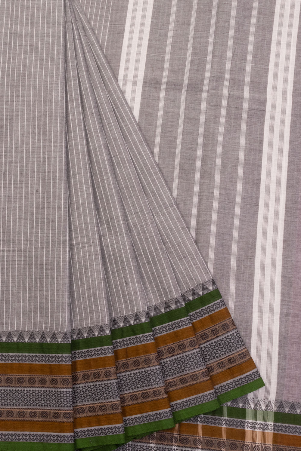 Grey Handloom Kanchi Cotton Saree