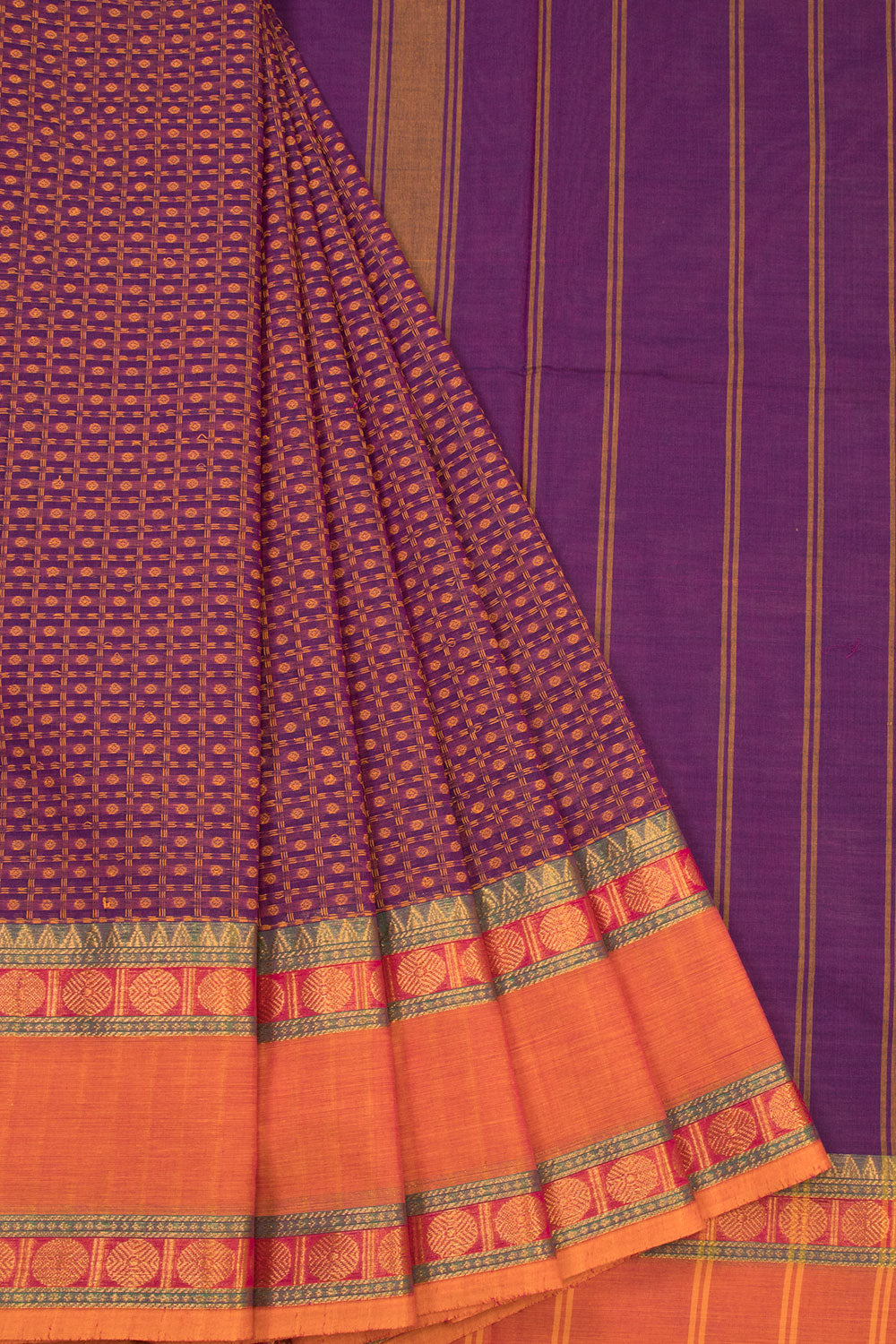 Violet Handloom Kanchi Cotton Saree