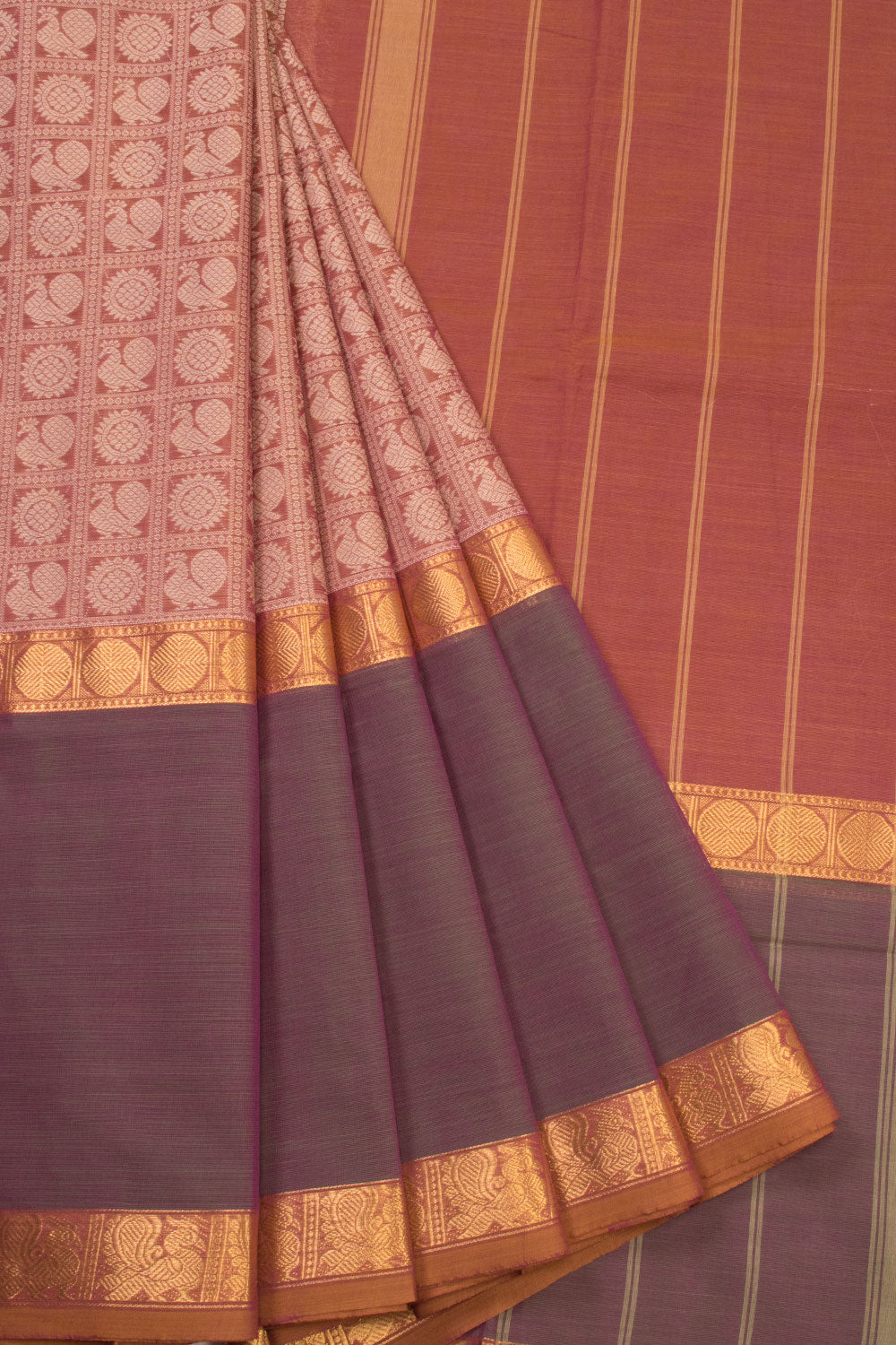 Brown Handloom Kanchi Cotton Saree