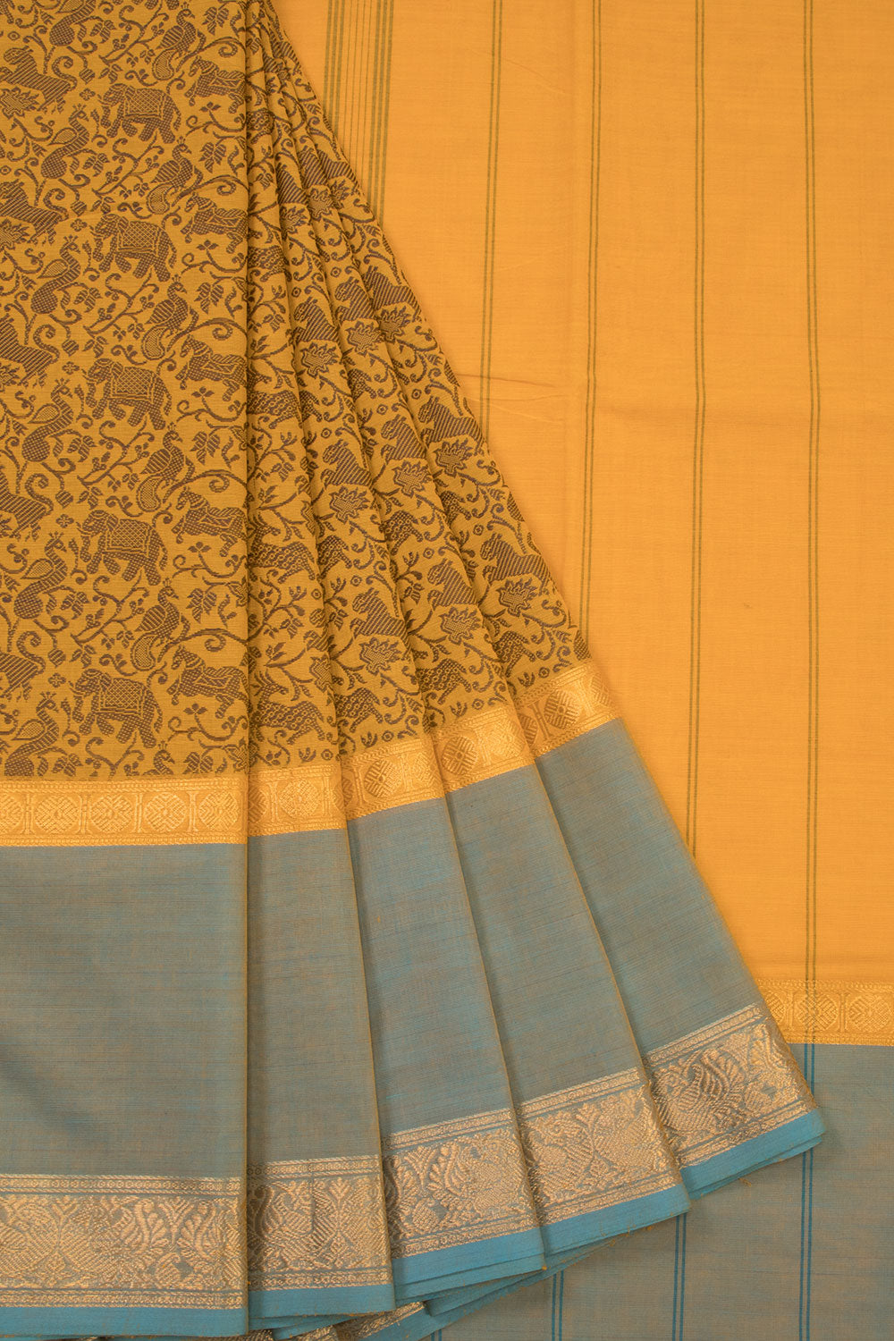 Yellow Handloom Kanchi Cotton Saree 