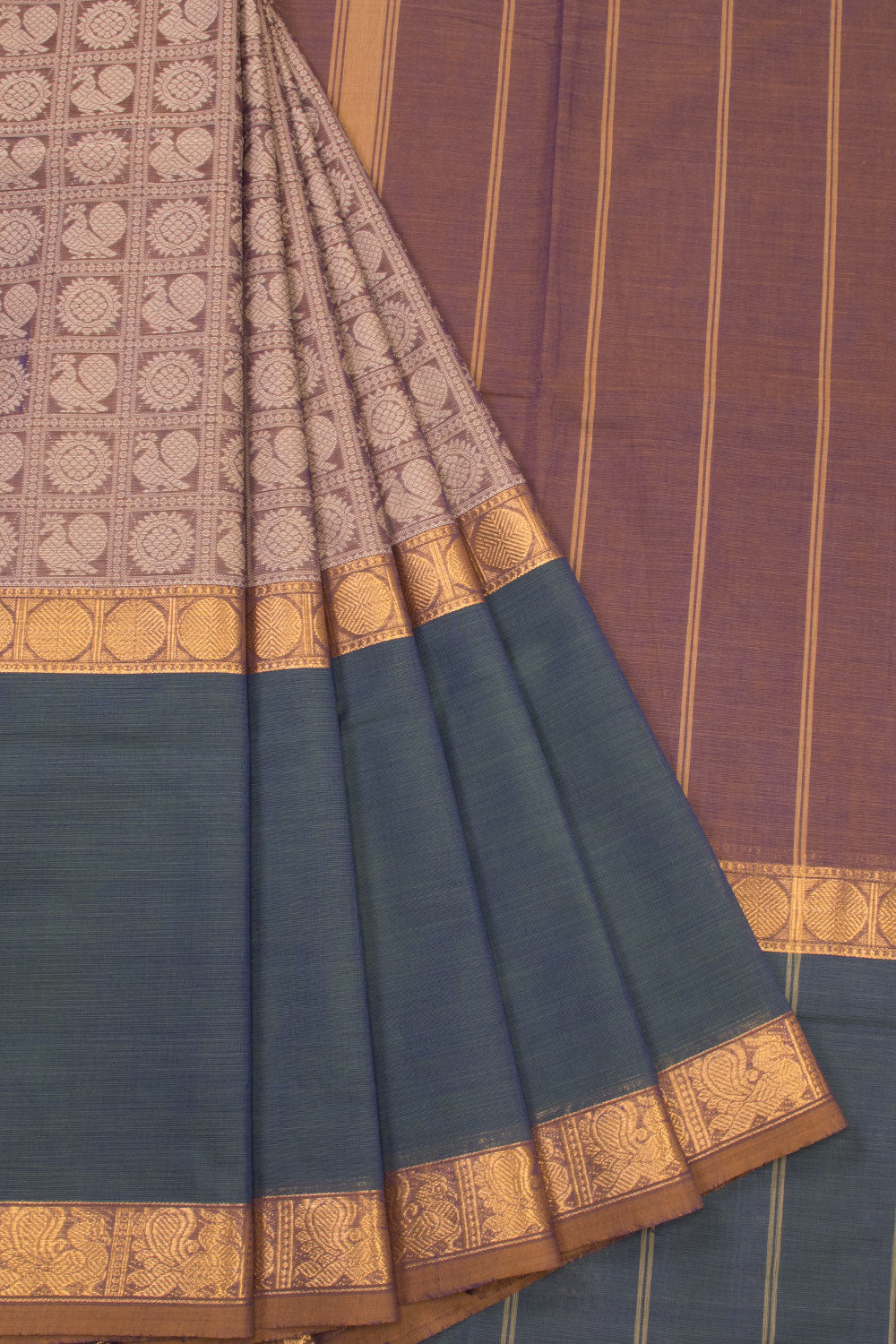 Brown Handloom Kanchi Cotton Saree