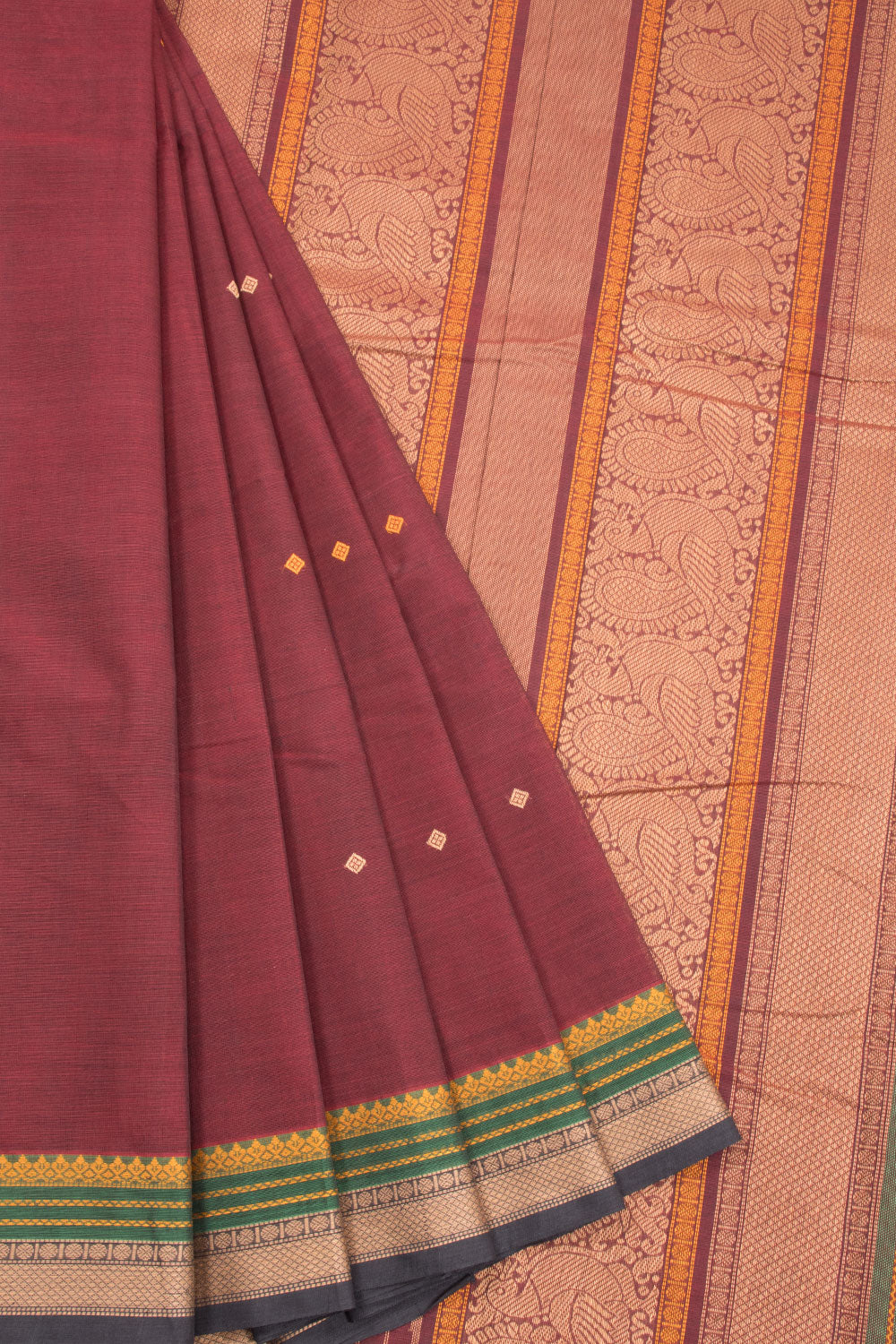 Maroon Handloom Kanchi Cotton Saree 