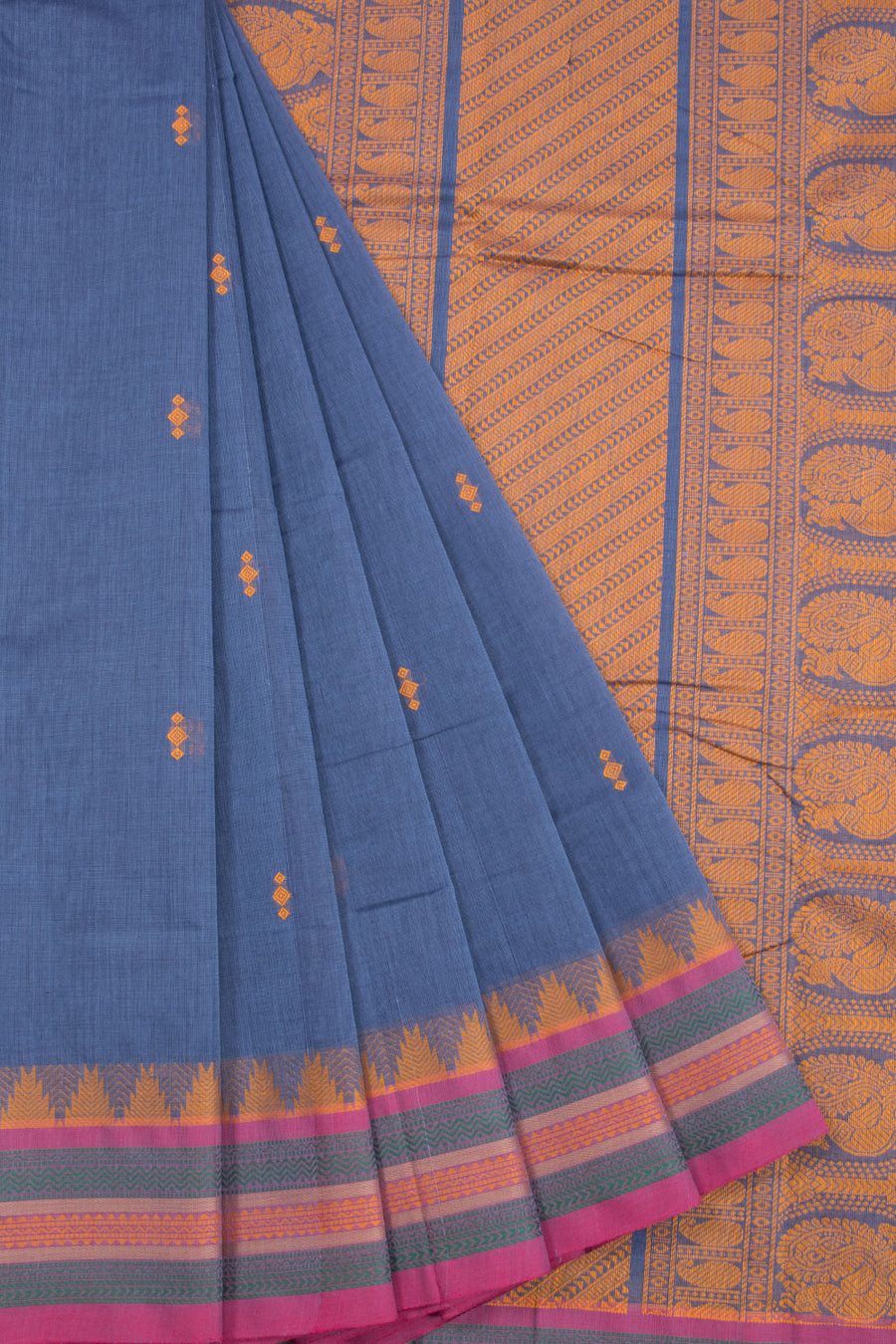 Blue Handloom Kanchi Cotton Saree 