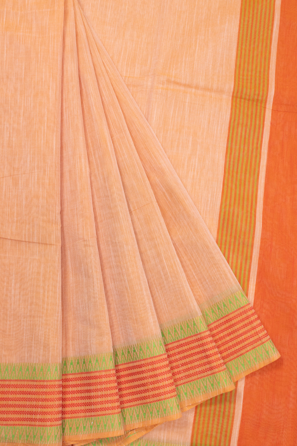 Peach Handloom Kanchi Cotton Saree 