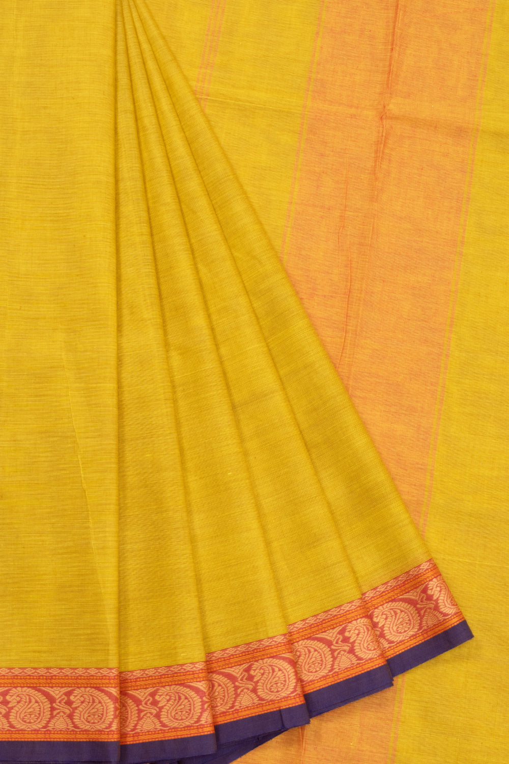 Yellow Handloom Kanchi Cotton Saree