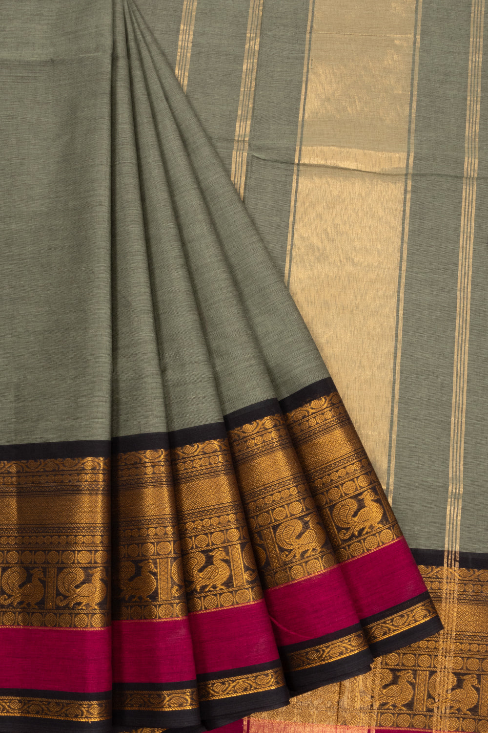 Grey Handloom Kanchi Cotton Saree