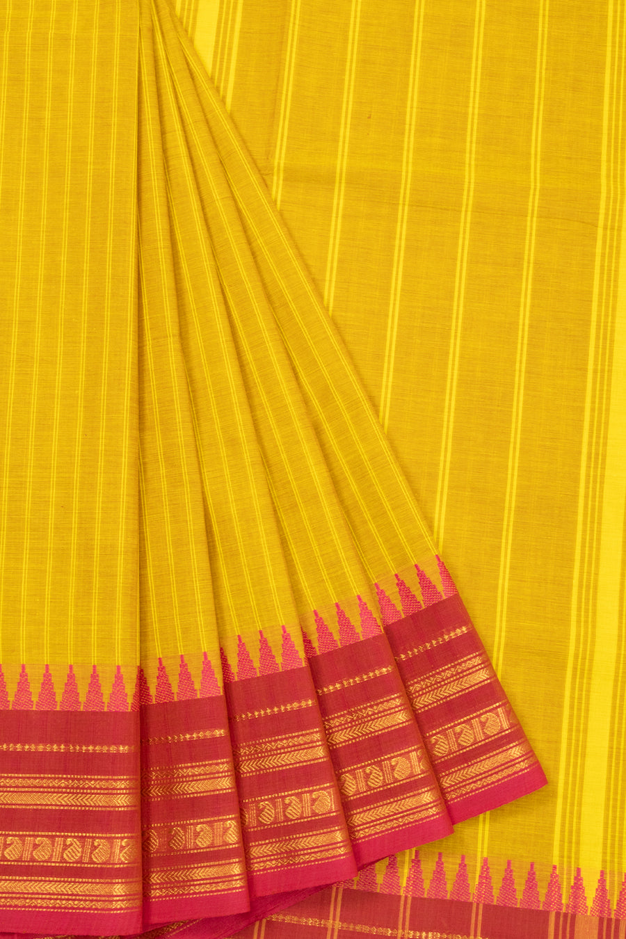 Yellow Handloom Kanchi Cotton Saree 