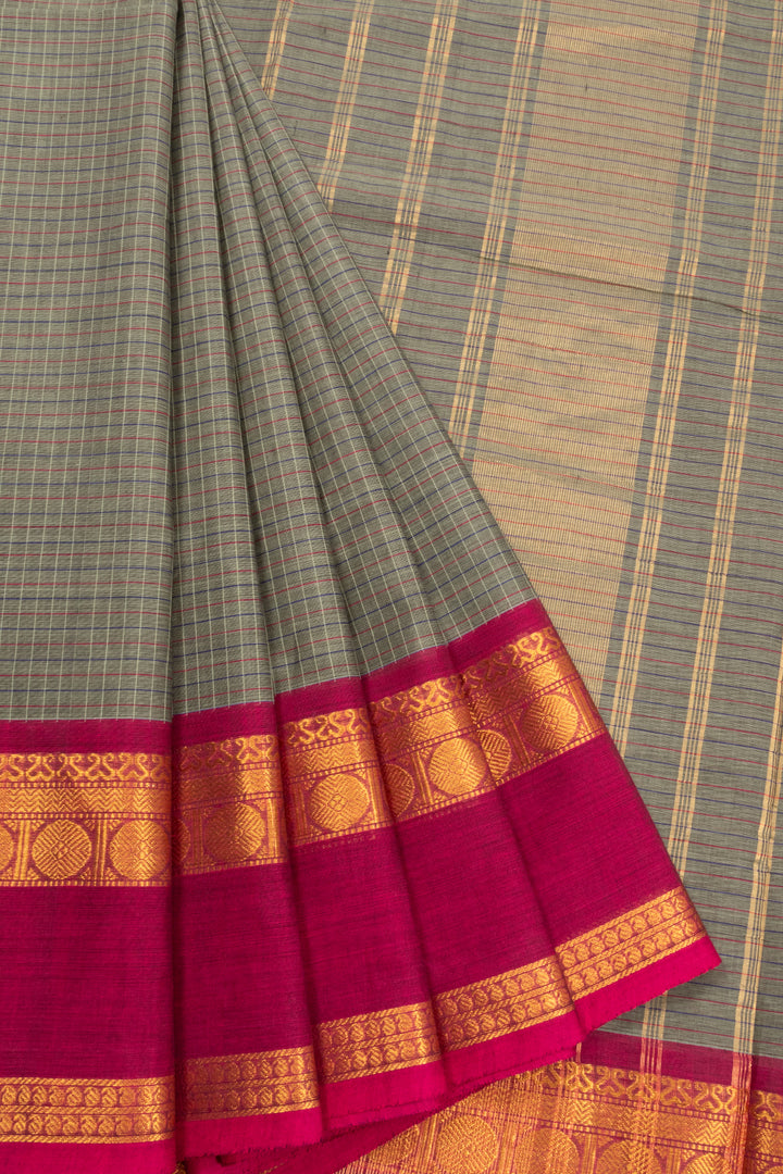 Grey Handloom Kanchi Cotton Saree 