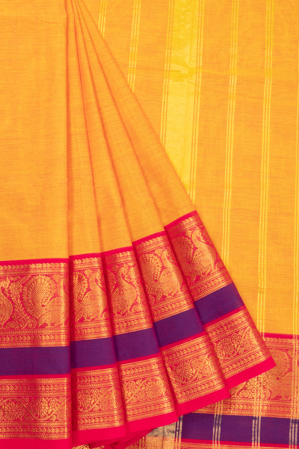 Yellow Handloom Kanchi Cotton Saree