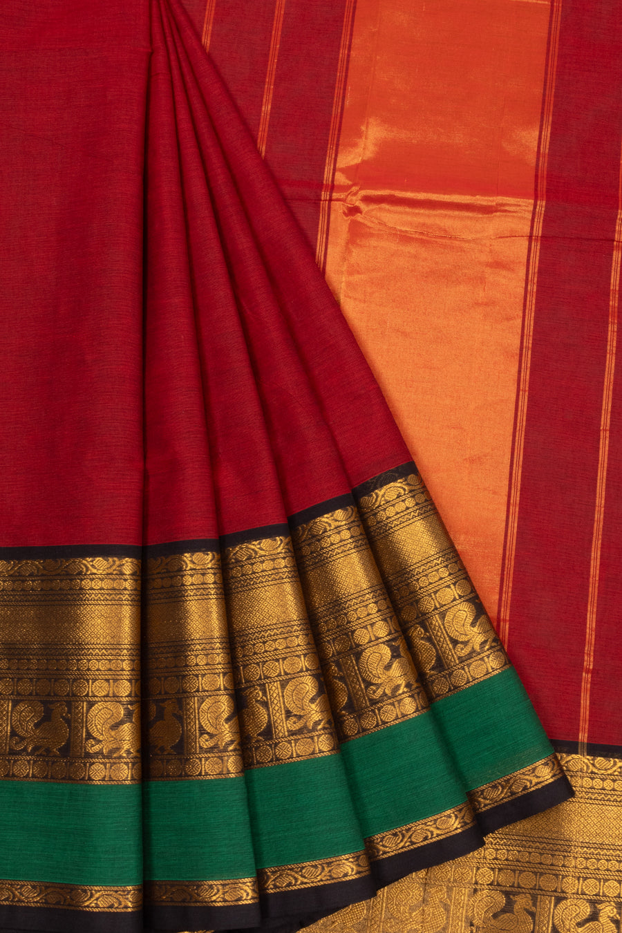 Red Handloom Kanchi Cotton Saree 