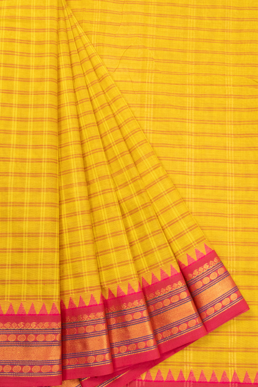 Yellow Handloom Kanchi Cotton Saree