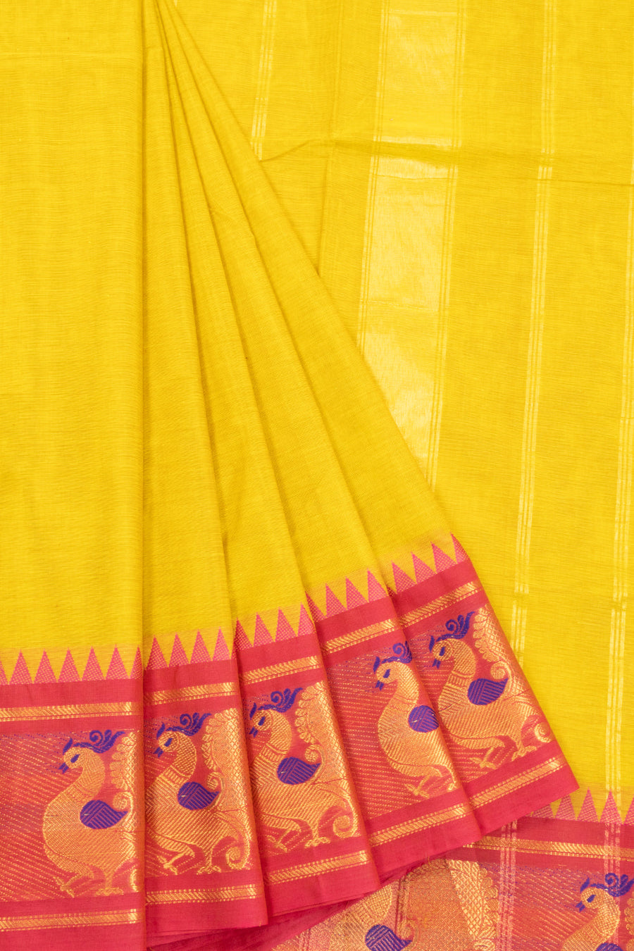 Yellow Handloom Kanchi Cotton Saree 