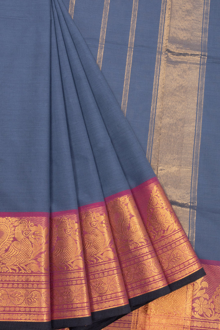 Blue Handloom Kanchi Cotton Saree