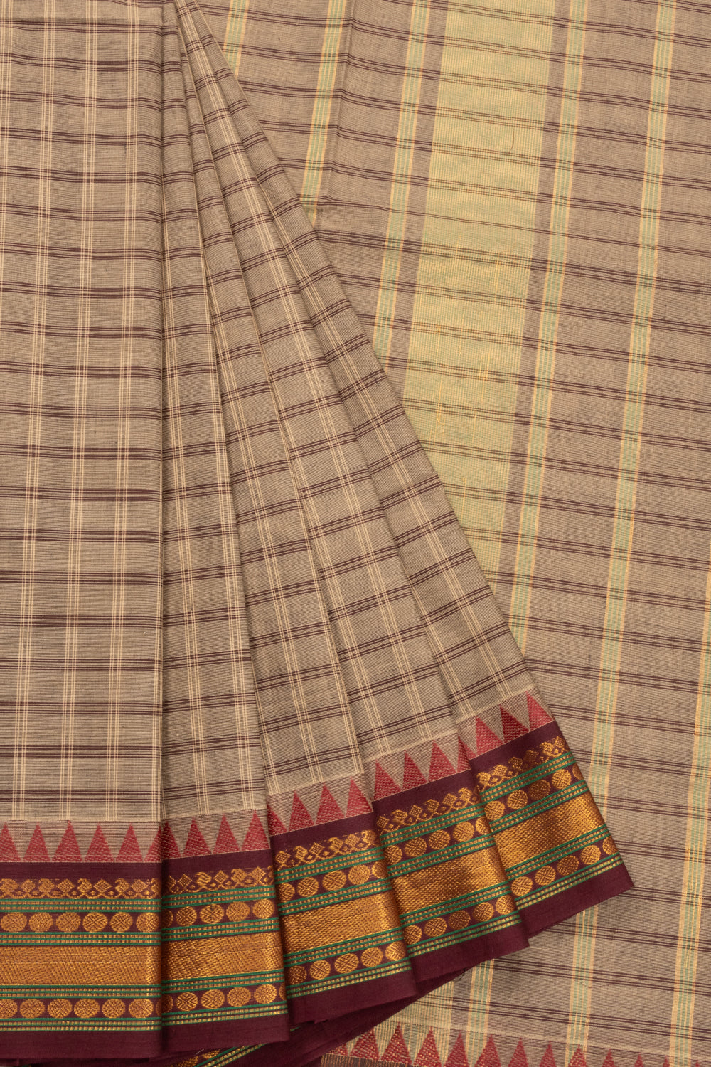 Grey Handloom Kanchi Cotton Saree