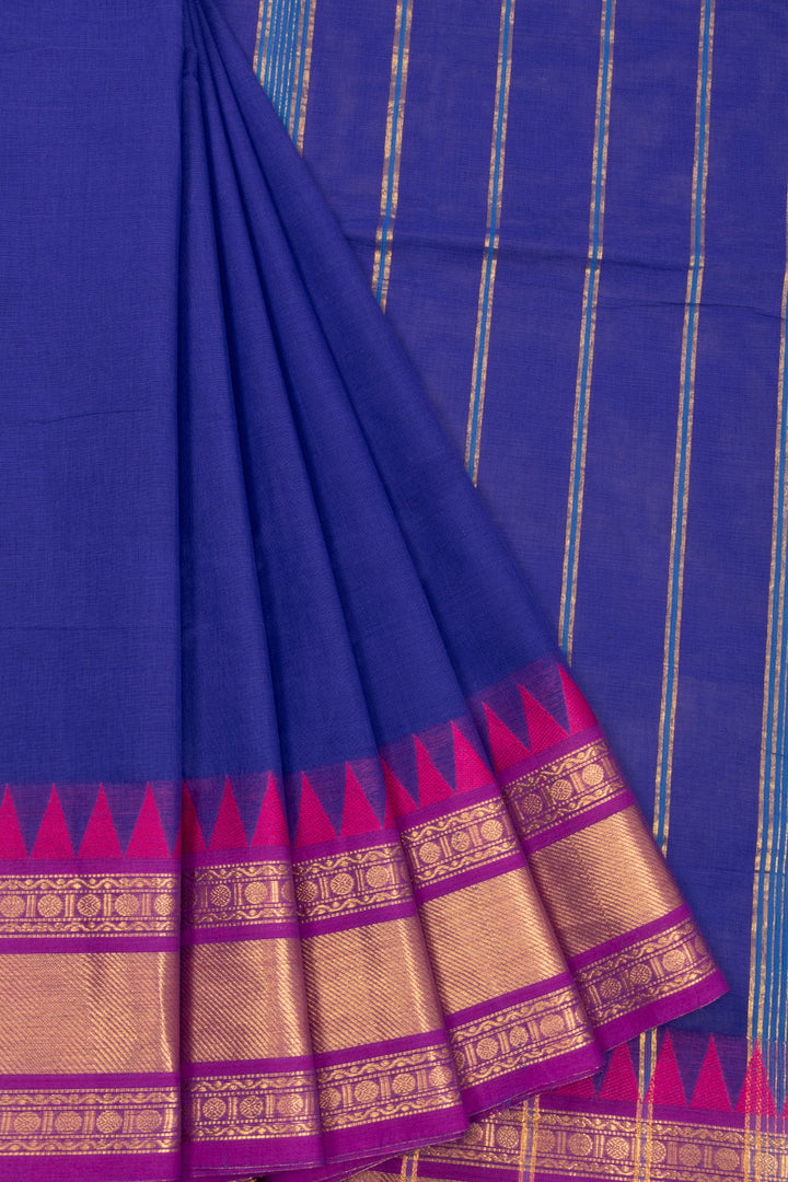 Blue Handloom Kanchi Cotton Saree