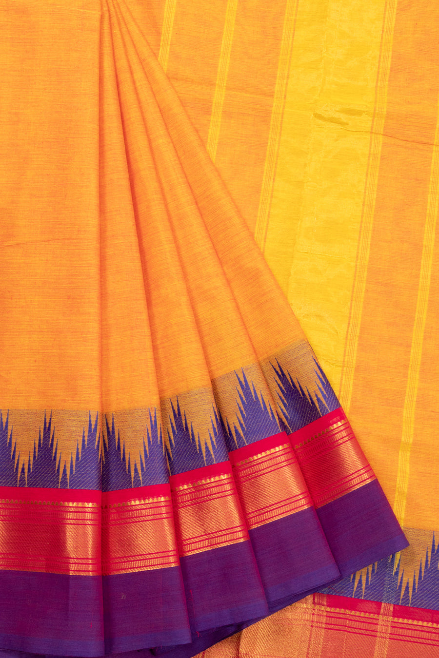 Orange Handloom Kanchi Cotton Saree 