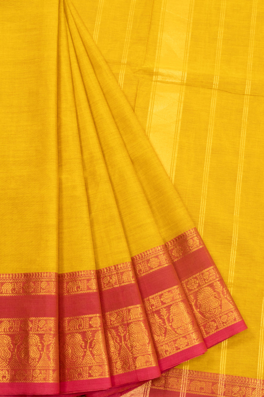 Yellow Handloom Kanchi Cotton Saree