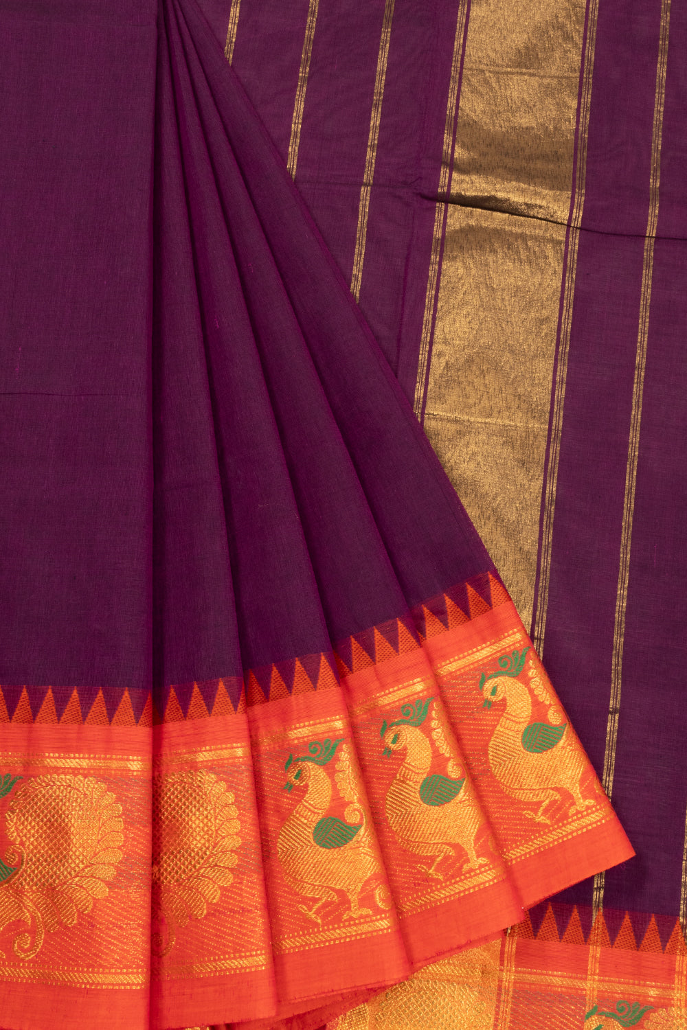 Purple Handloom Kanchi Cotton Saree 