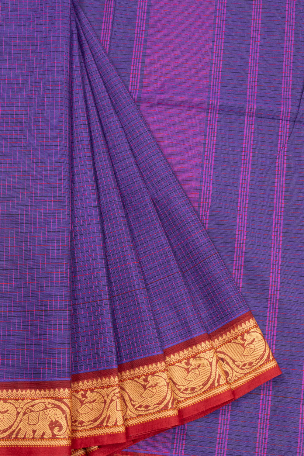 Violet Handloom Kanchi Cotton Saree 