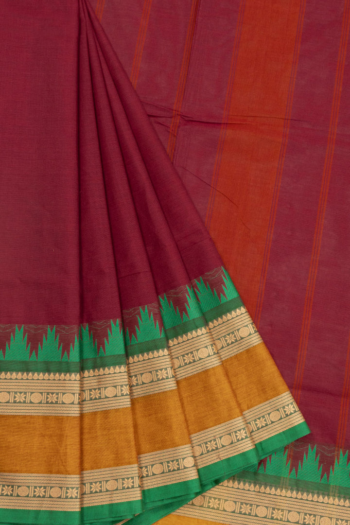 Maroon Handloom Kanchi Cotton Saree 10071785