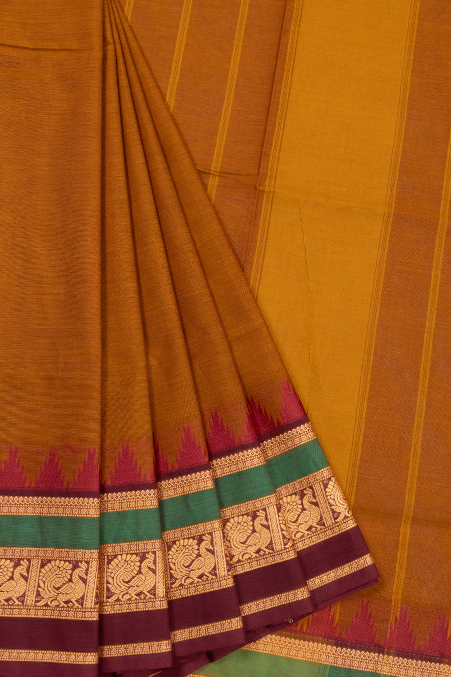 Brown Handloom Kanchi Cotton Saree