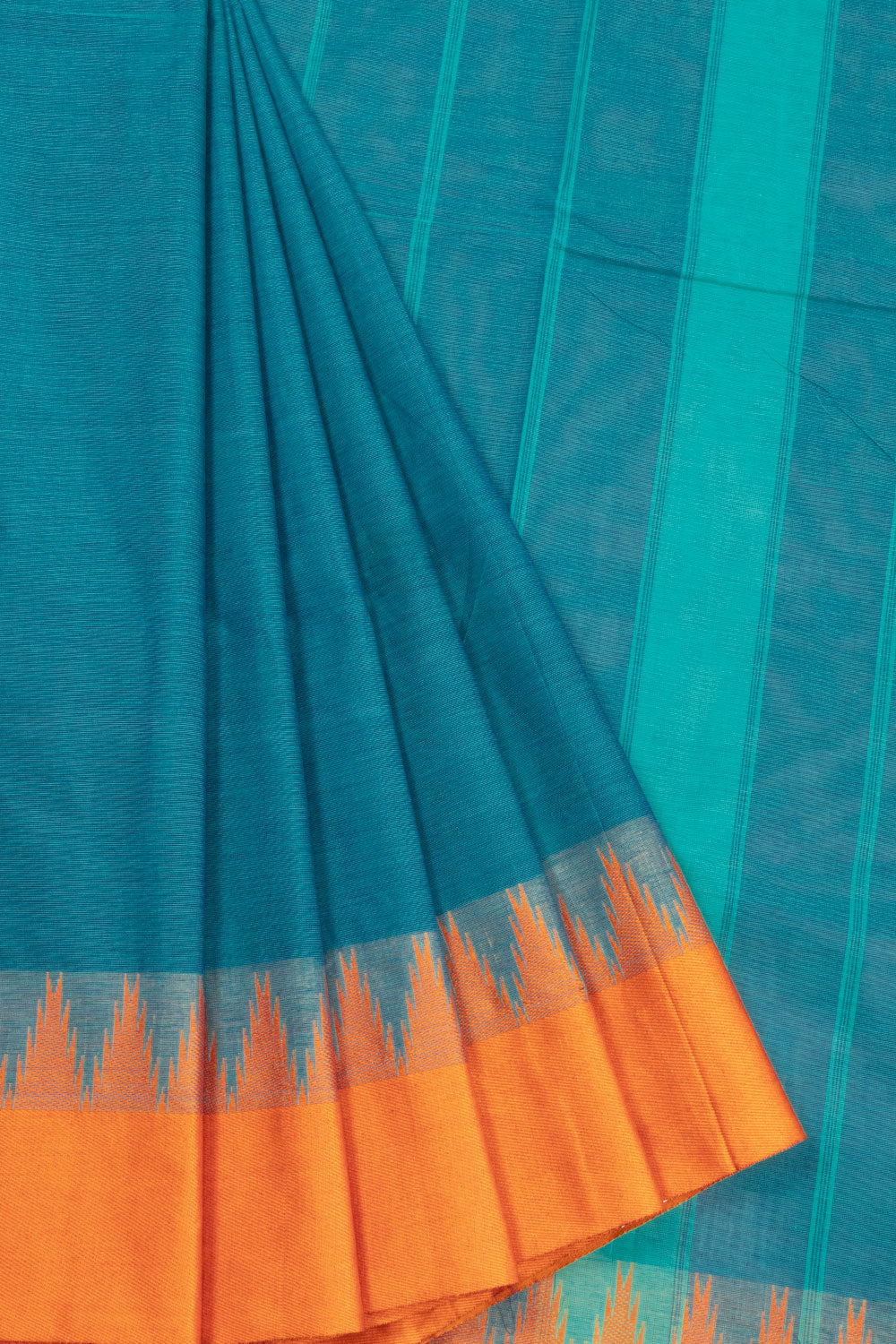 Teal Blue Handloom Kanchi Cotton Saree 10071791