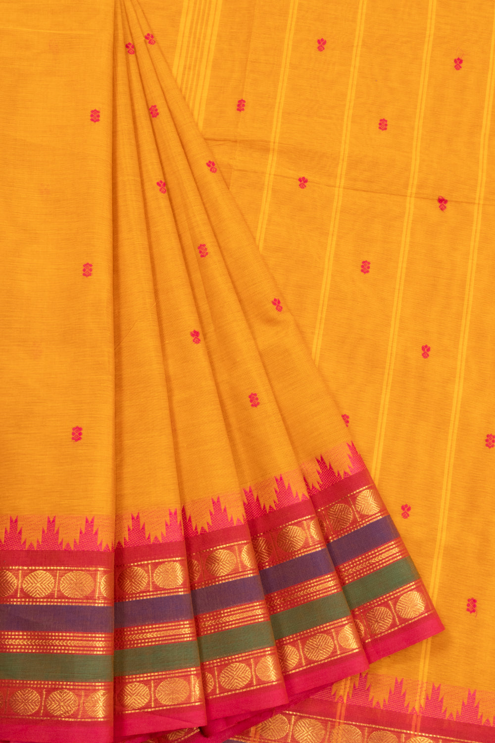 Orange Handloom Kanchi Cotton Saree