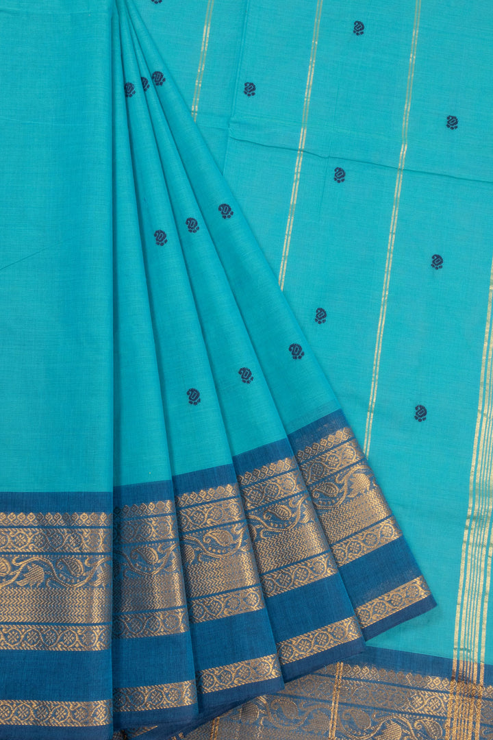 Blue Handloom Kanchi Cotton Saree