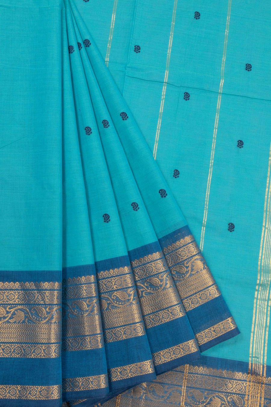 Blue Handloom Kanchi Cotton Saree