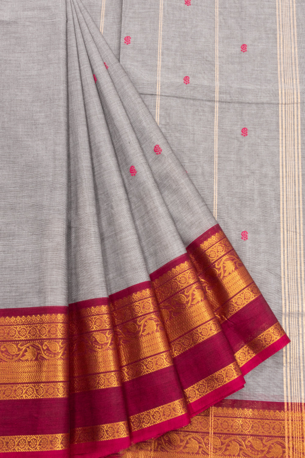 Grey Handloom Kanchi Cotton Saree 