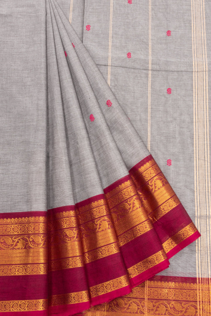 Grey Handloom Kanchi Cotton Saree 