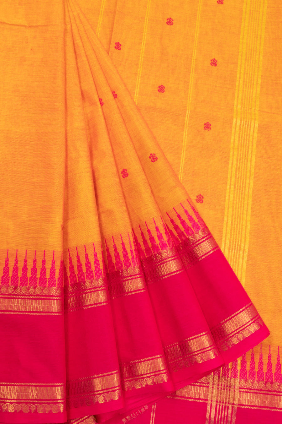 Orange Handloom Kanchi Cotton Saree