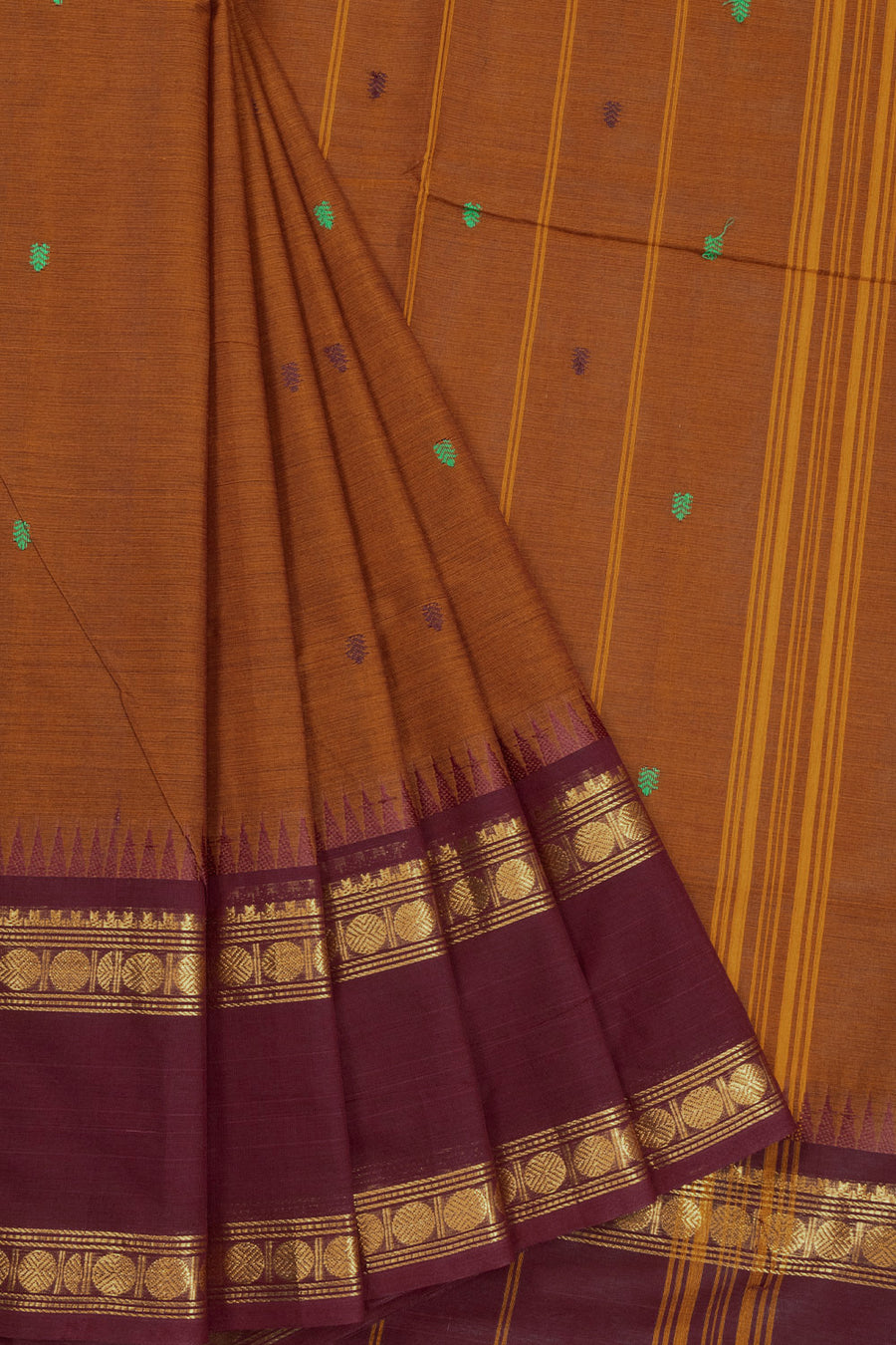 Brown Handloom Kanchi Cotton Saree