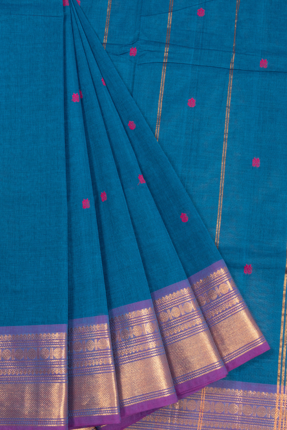 Blue Handloom Kanchi Cotton Saree