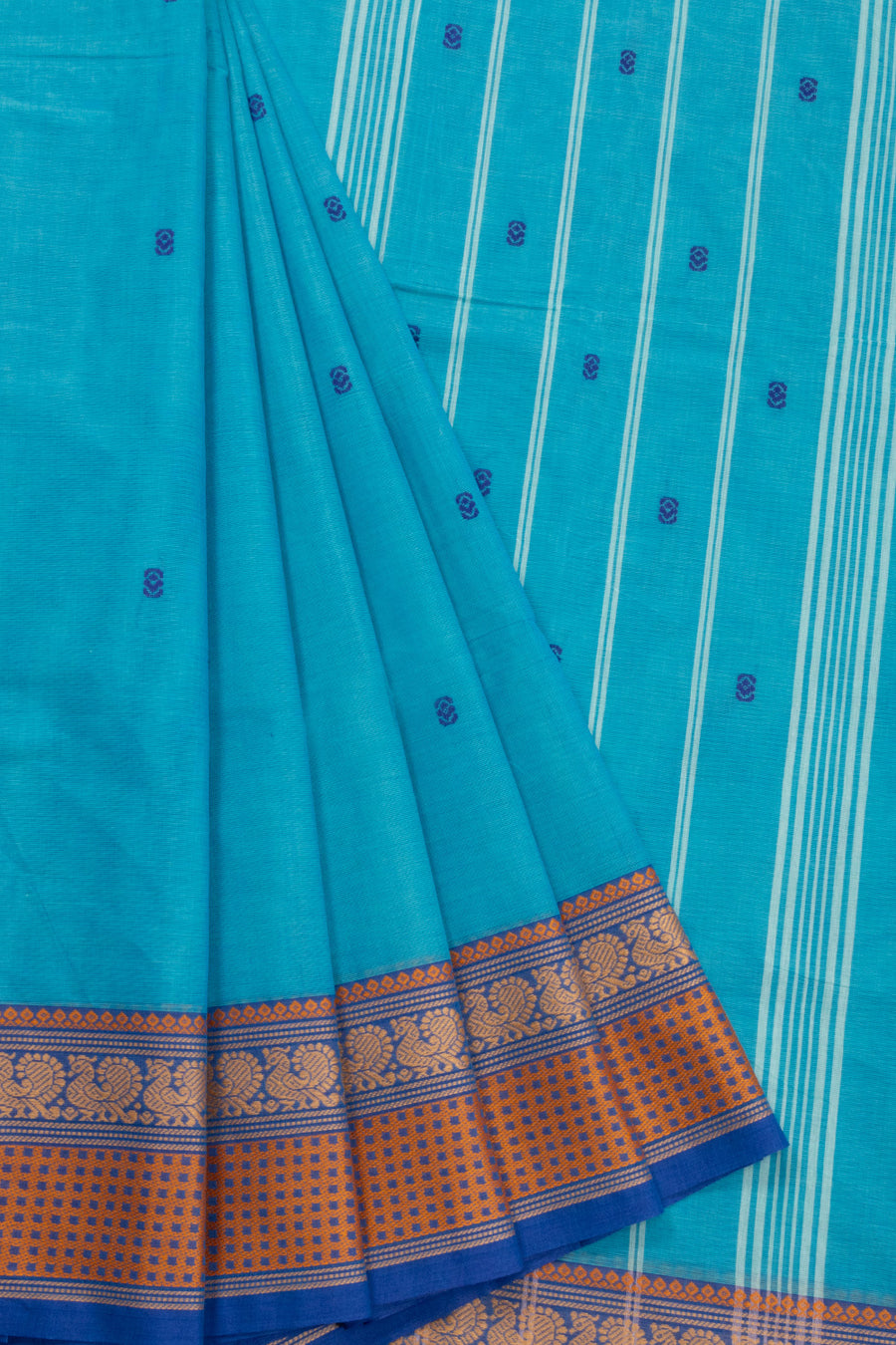 Blue Handloom Kanchi Cotton Saree