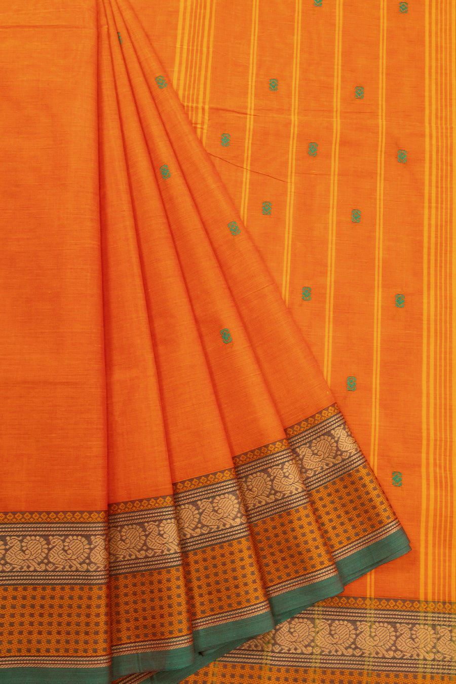 Orange Handloom Kanchi Cotton Saree