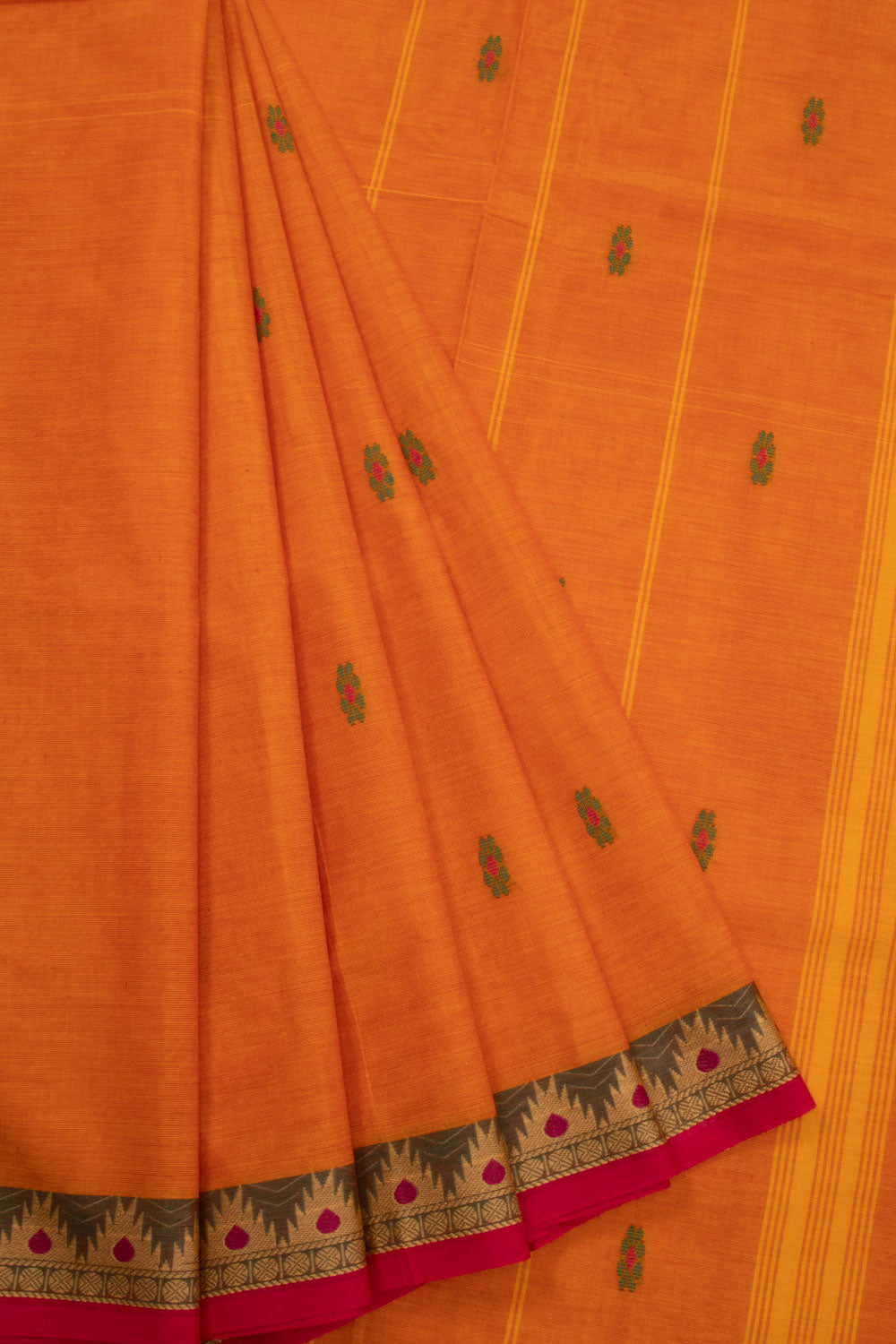 Orange Handloom Kanchi Cotton Saree