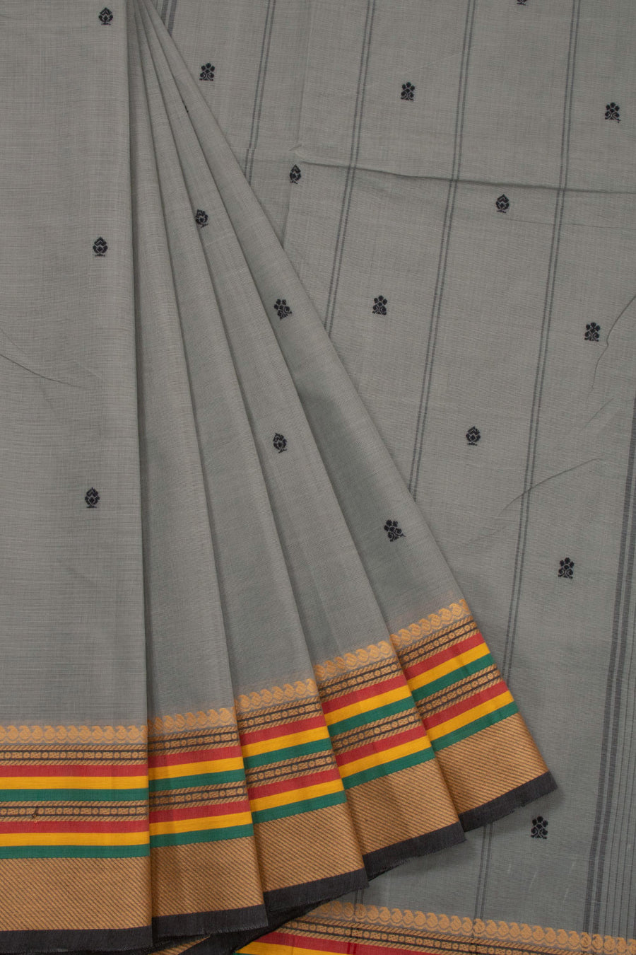 Grey Handloom Kanchi Cotton Saree 