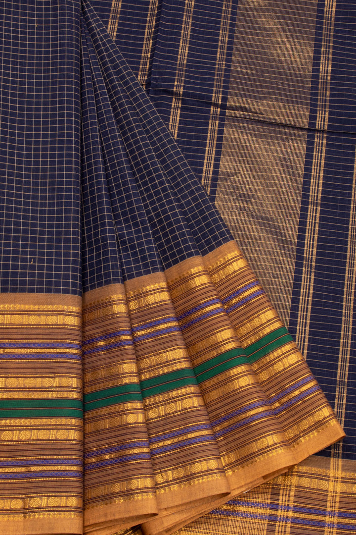 Blue Handloom Kanchi Cotton Saree