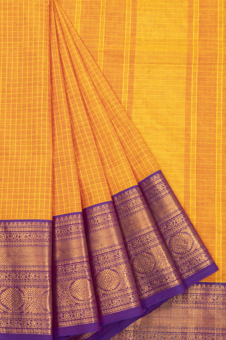 Orange Handloom Kanchi Cotton Saree