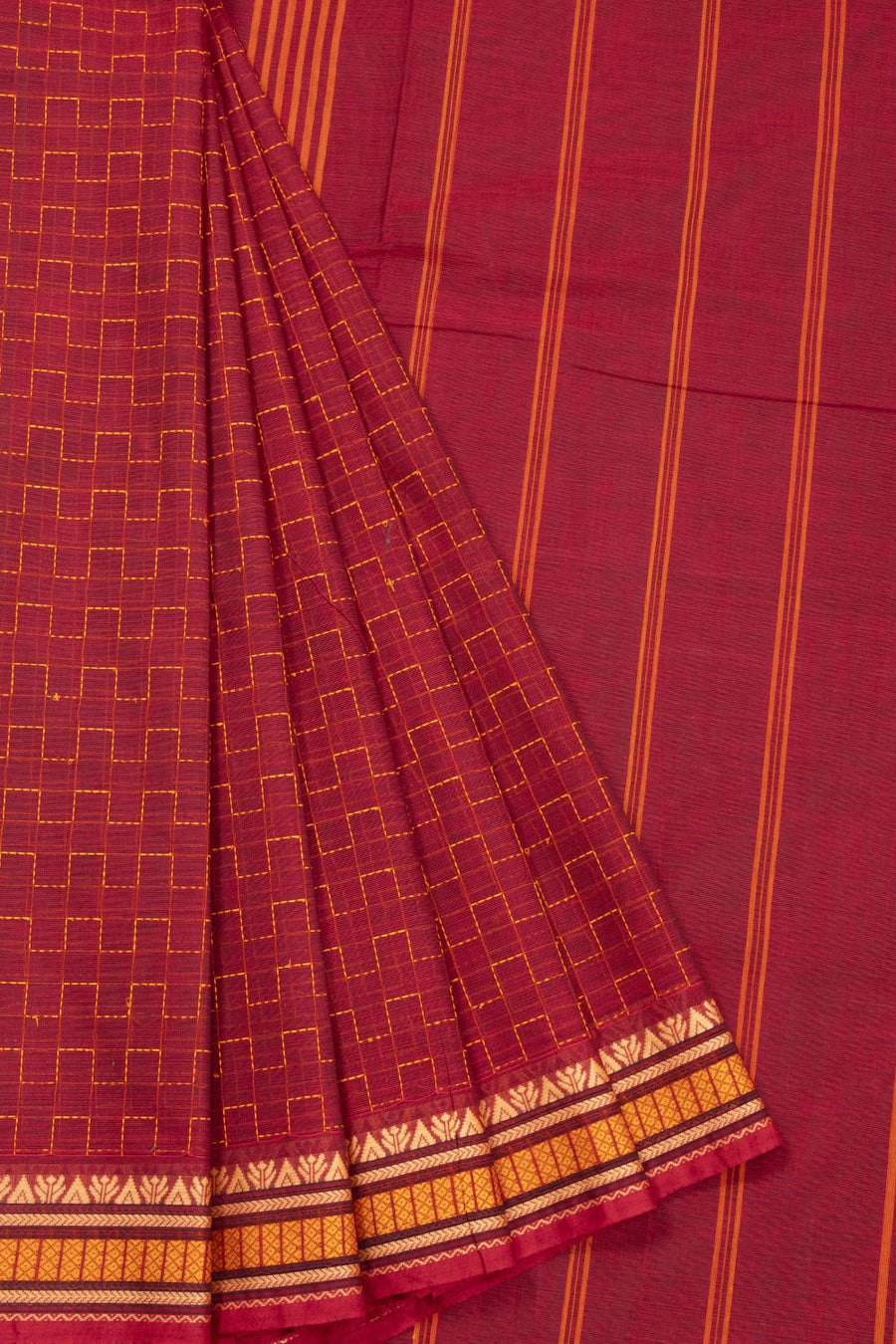 Maroon Handloom Kanchi Cotton Saree 