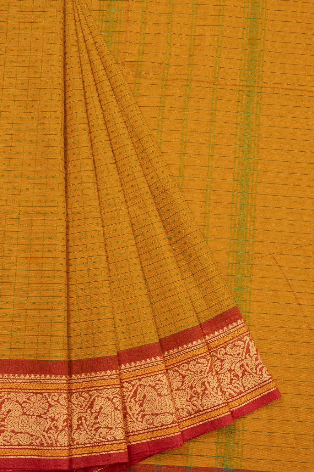 Yellow Handloom Kanchi Cotton Saree