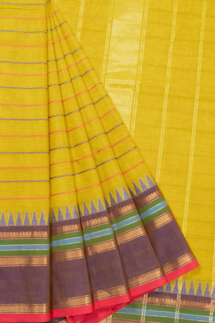 Yellow Handloom Kanchi Cotton Saree