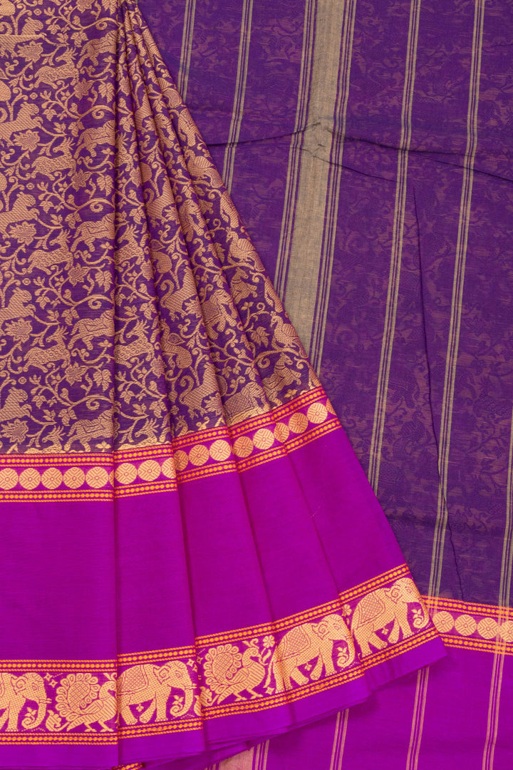 Purple Handloom Kanchi Cotton Saree