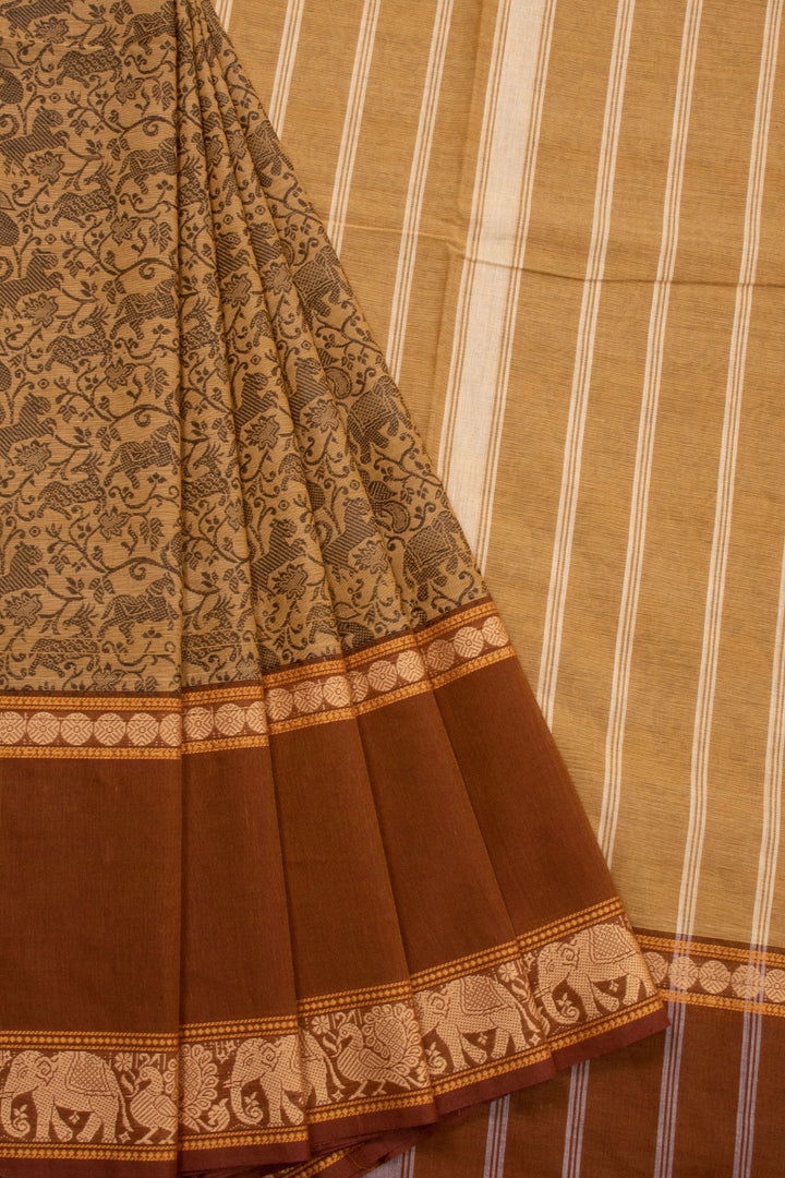 Brown Handloom Kanchi Cotton Saree