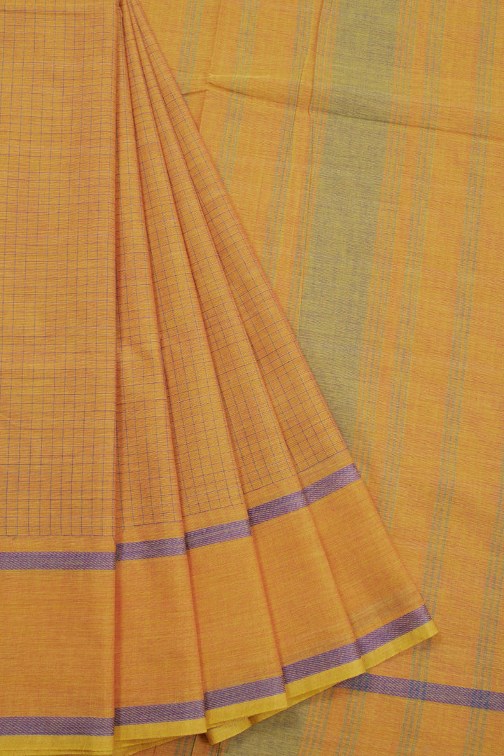 Orange Handloom Kanchi Cotton Saree