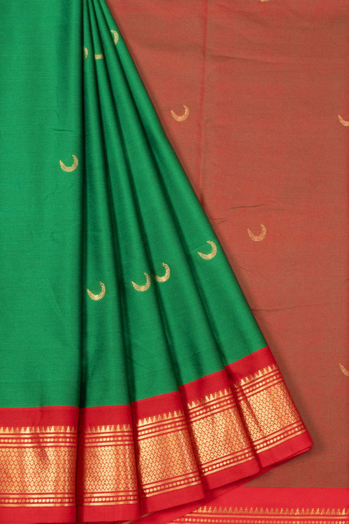 Green Handloom Chandrakon Paithani Silk Saree 10073631