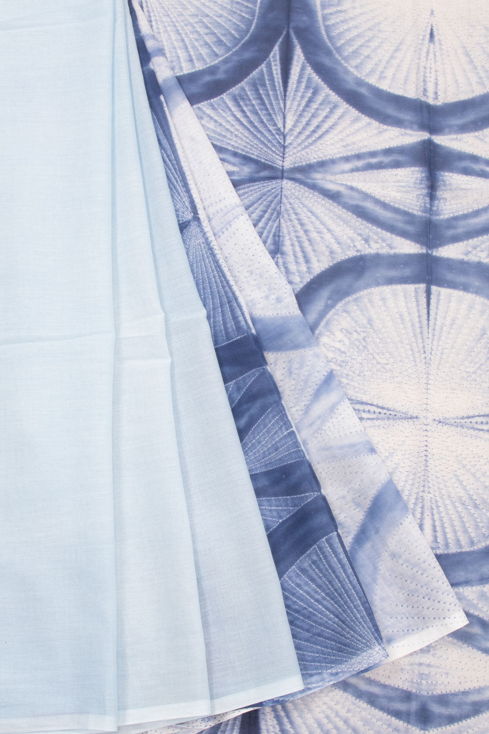 Blue Shibori Mulmul Cotton Saree