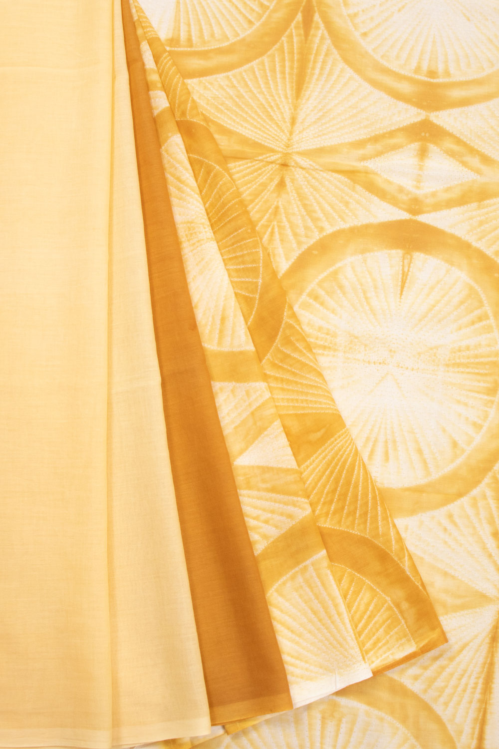 Yellow Shibori Mulmul Cotton Saree