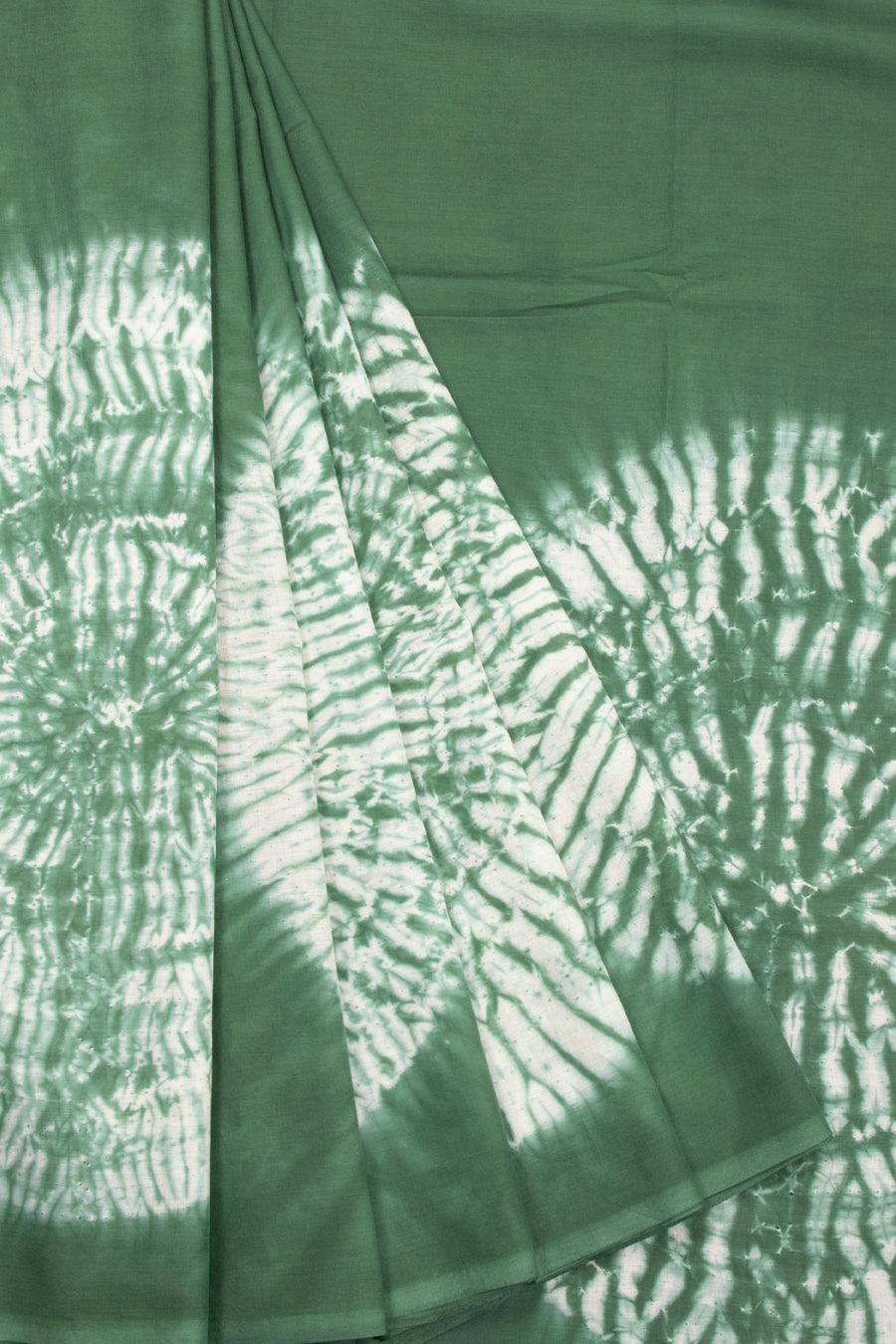 Green Shibori Mulmul Cotton Saree Without Blouse 